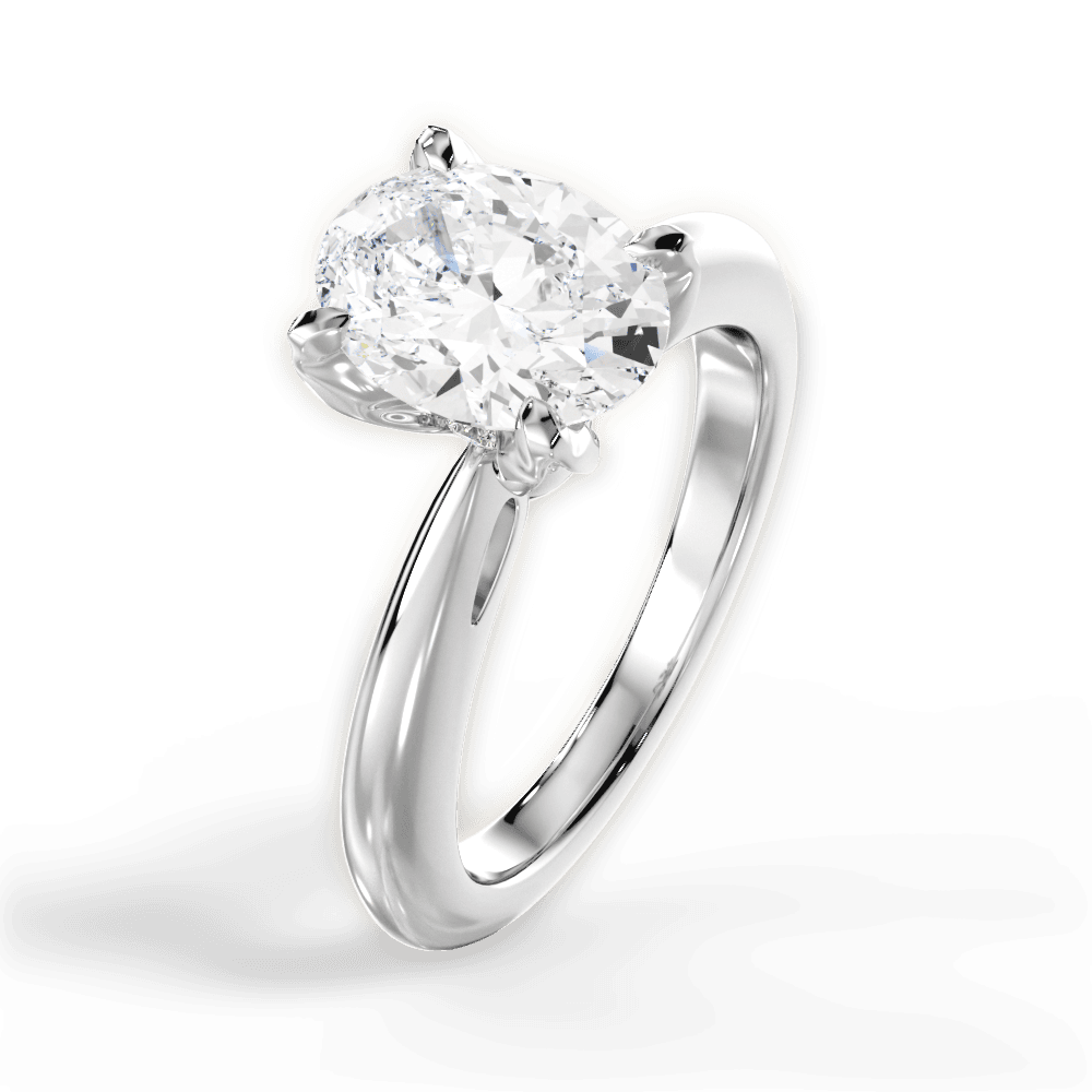 14kt White Gold/18kt White Gold/Platinum/oval/side