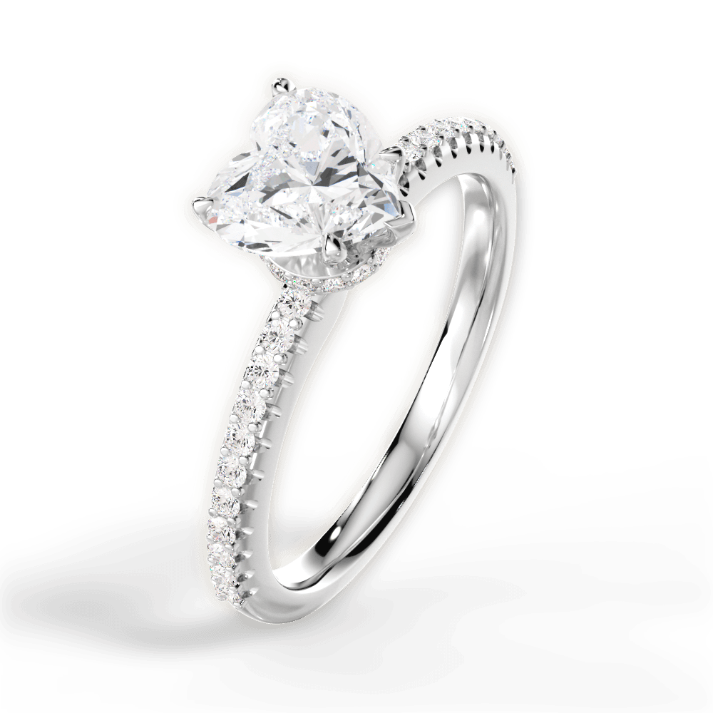 14kt White Gold/18kt White Gold/Platinum/heart/side