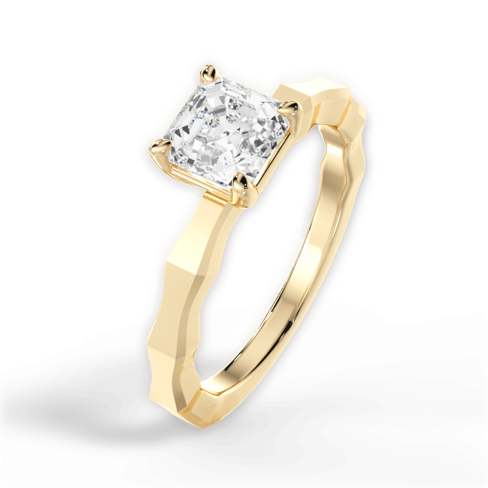 14kt Yellow Gold/18kt Yellow Gold/asscher/side