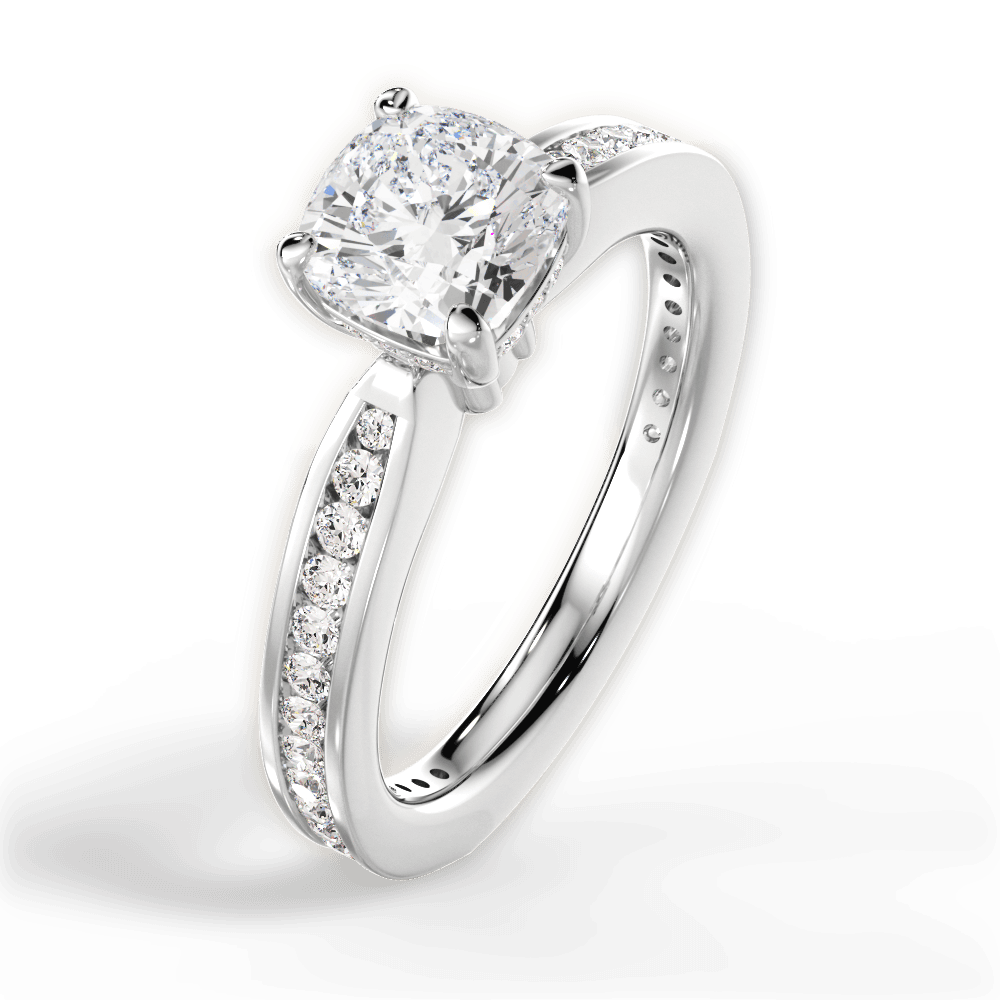 14kt White Gold/18kt White Gold/Platinum/cushion/side