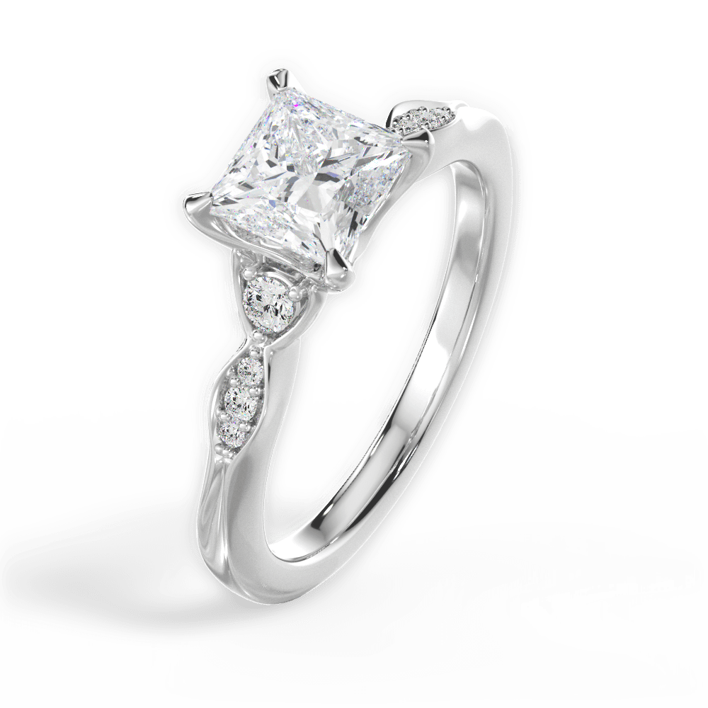 14kt White Gold/18kt White Gold/Platinum/princess/side