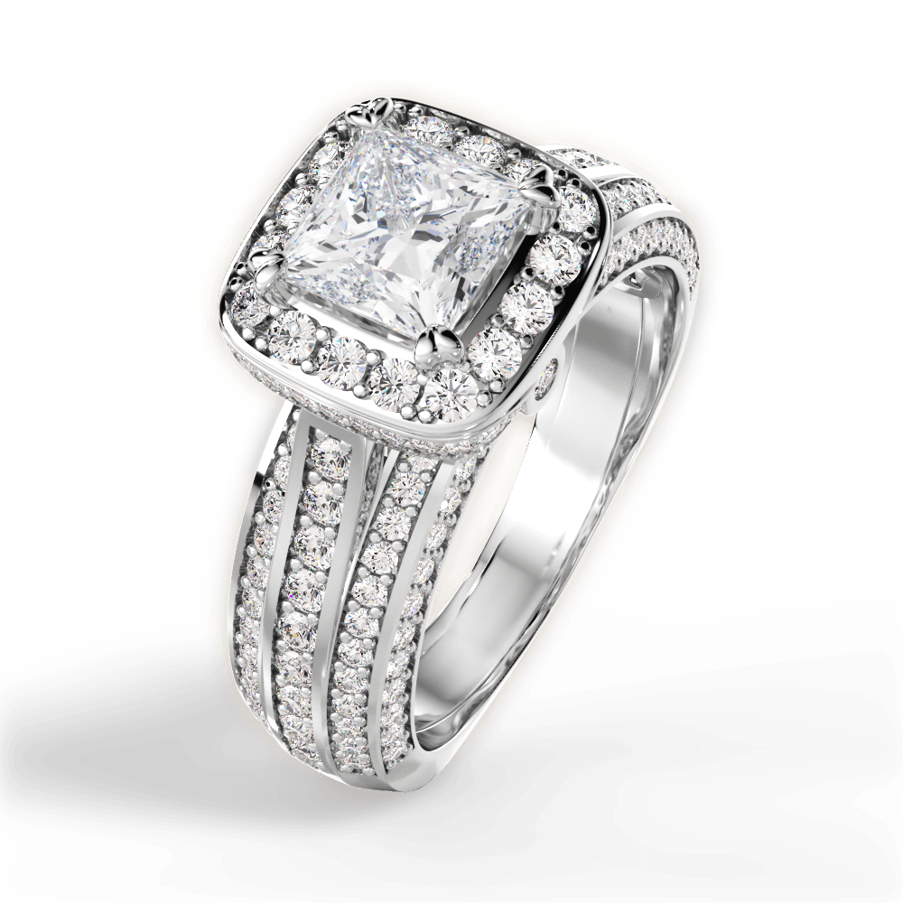 14kt White Gold/18kt White Gold/Platinum/princess/side