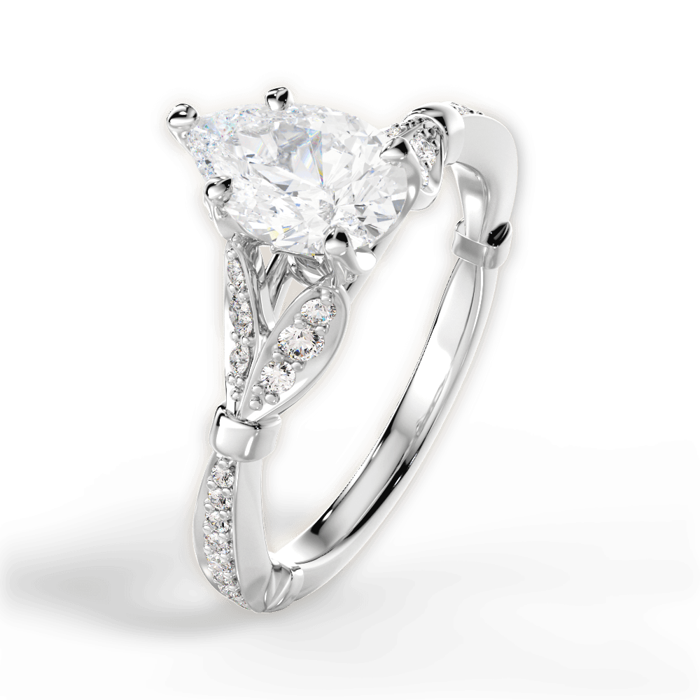 14kt White Gold/18kt White Gold/Platinum/pear/side