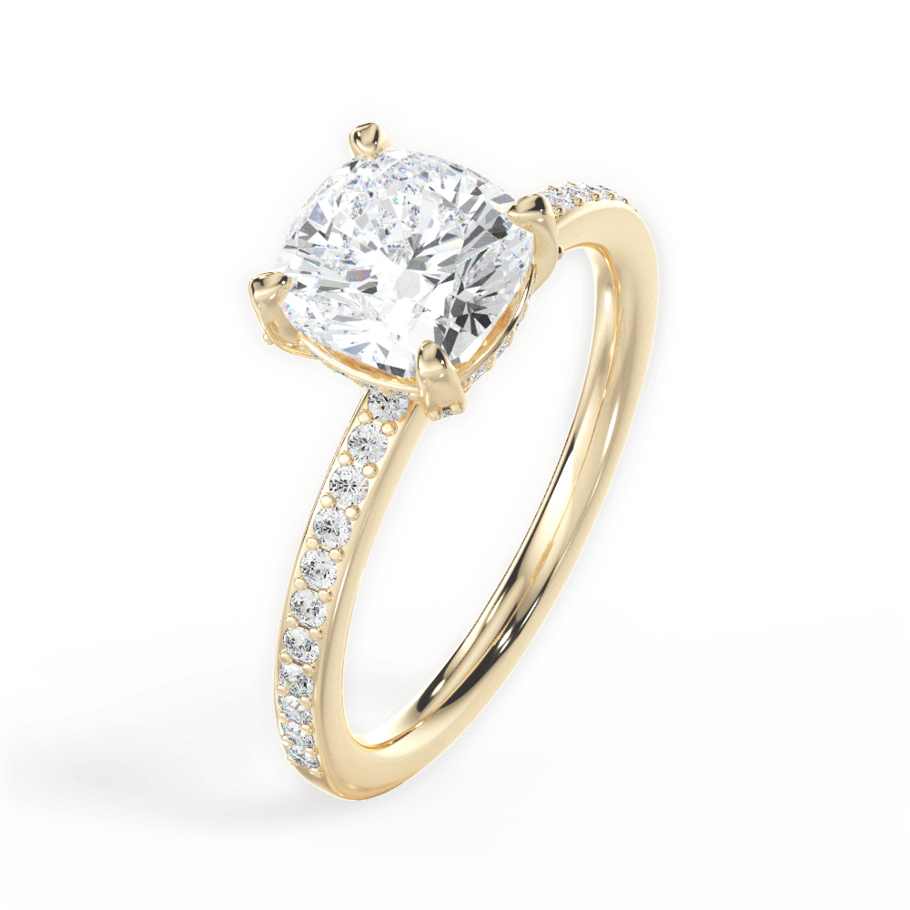14kt Yellow Gold/18kt Yellow Gold/cushion/side