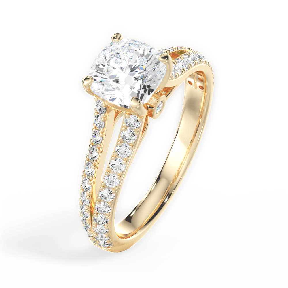 14kt Yellow Gold/18kt Yellow Gold/cushion/side