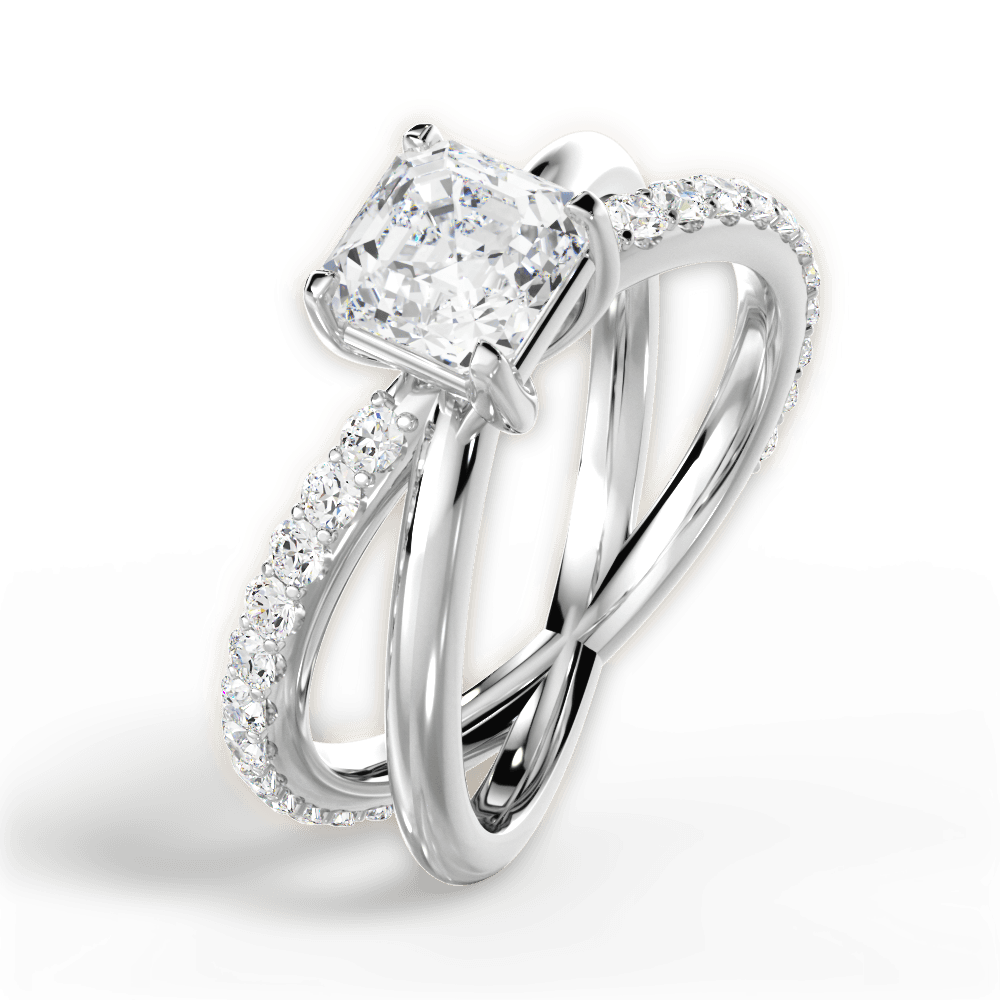 14kt White Gold/18kt White Gold/Platinum/asscher/side