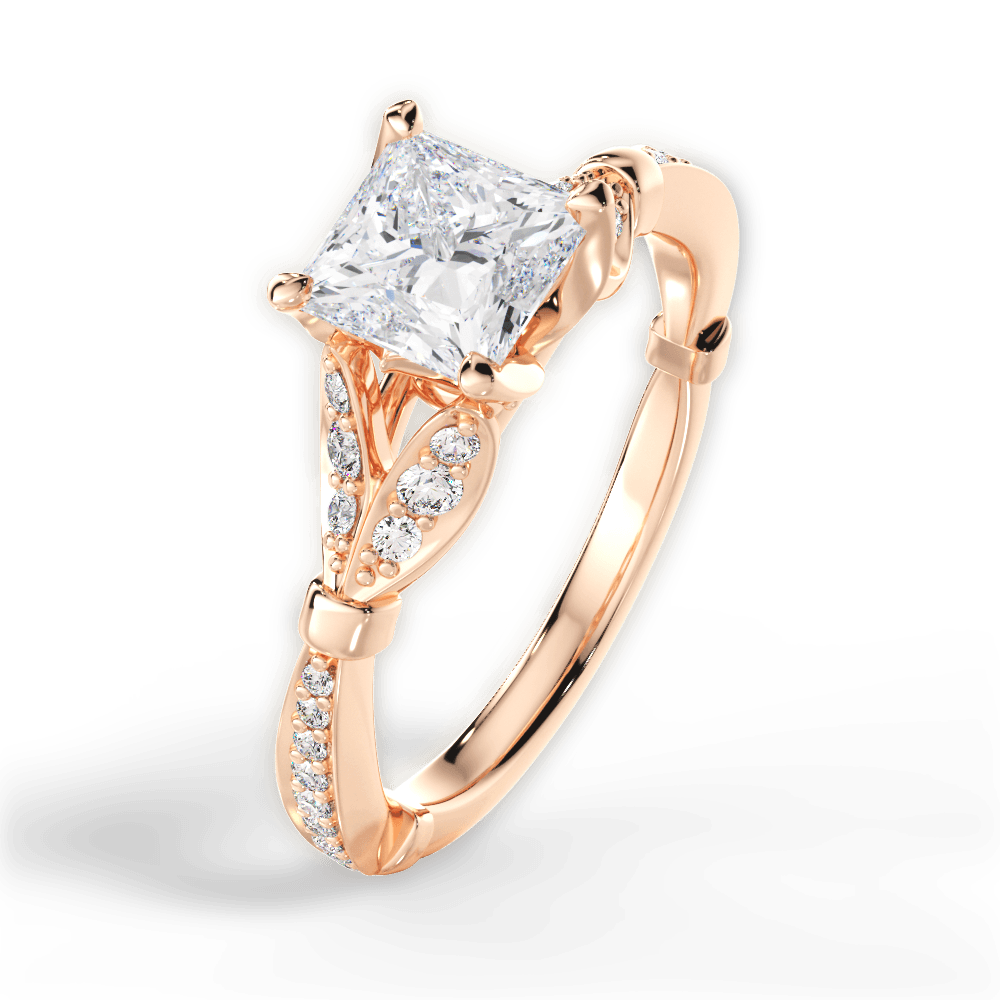 14kt Rose Gold/18kt Rose Gold/princess/side