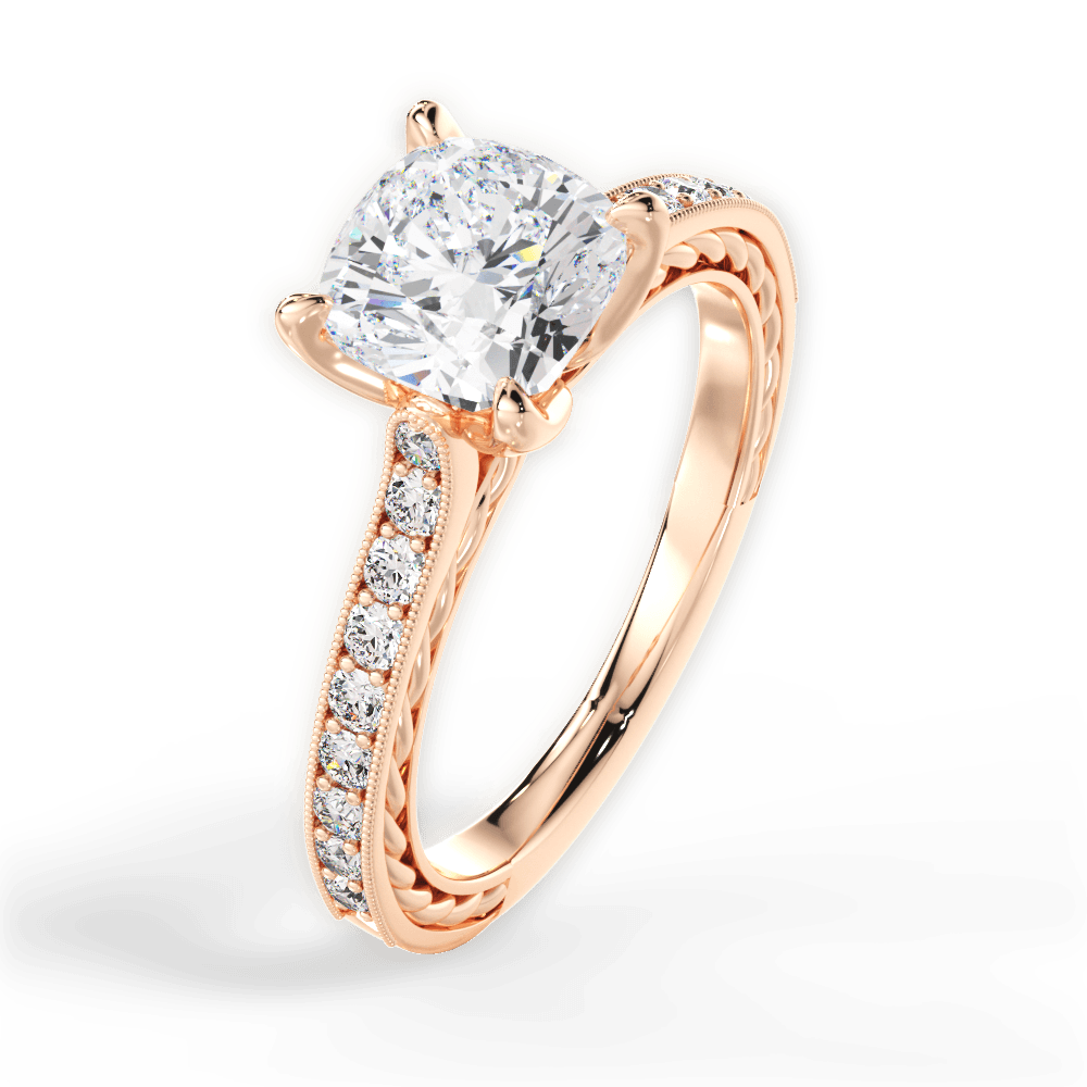 14kt Rose Gold/18kt Rose Gold/cushion/side