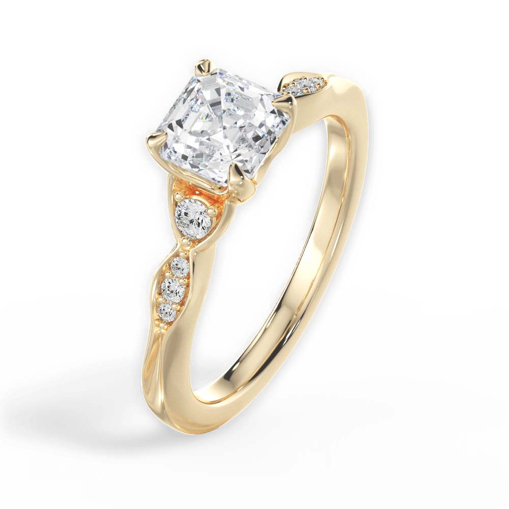 14kt Yellow Gold/18kt Yellow Gold/asscher/side