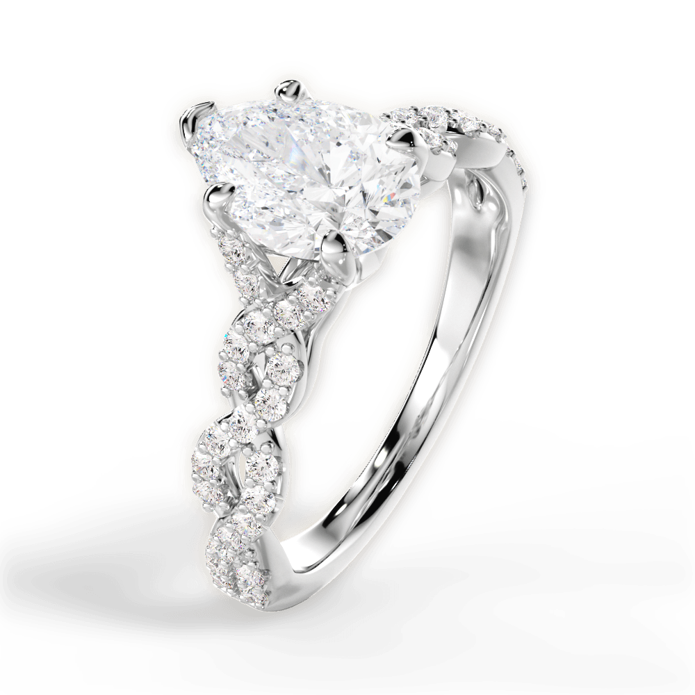 14kt White Gold/18kt White Gold/Platinum/pear/side