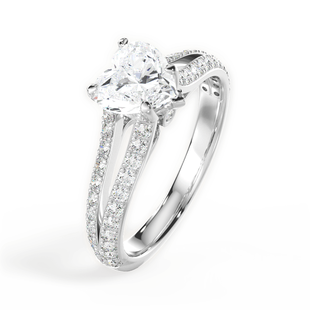 14kt White Gold/18kt White Gold/Platinum/heart/side