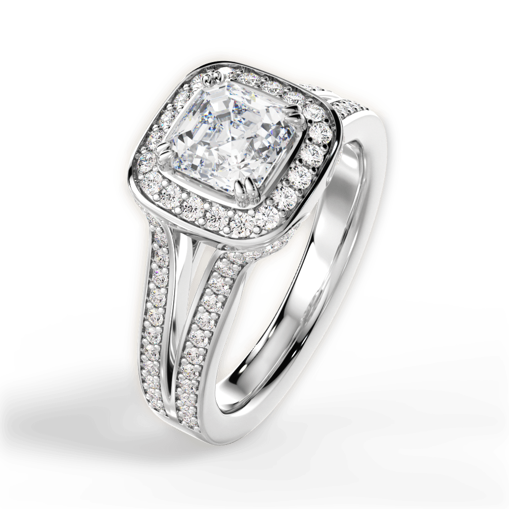 14kt White Gold/18kt White Gold/Platinum/asscher/side