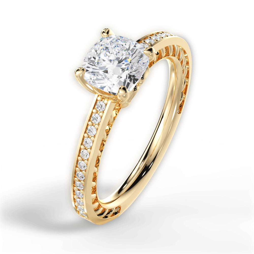 14kt Yellow Gold/18kt Yellow Gold/cushion/side