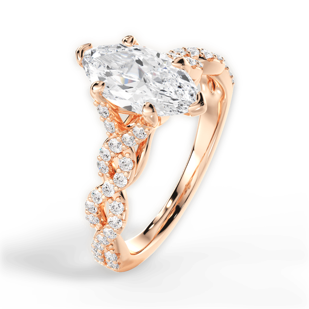 14kt Rose Gold/18kt Rose Gold/marquise/side