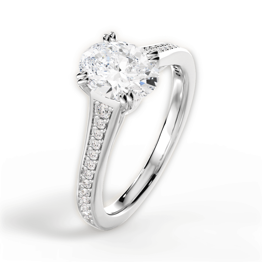 14kt White Gold/18kt White Gold/Platinum/oval/side