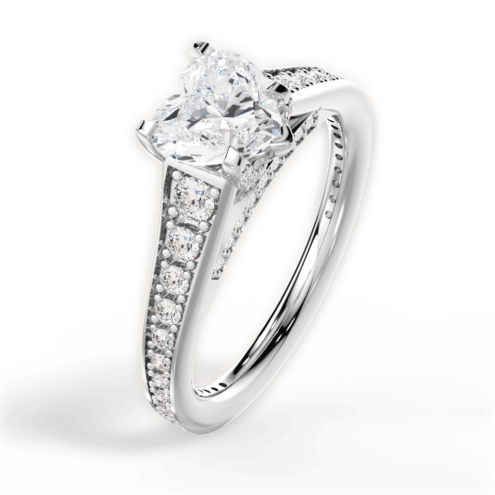 14kt White Gold/18kt White Gold/Platinum/heart/side