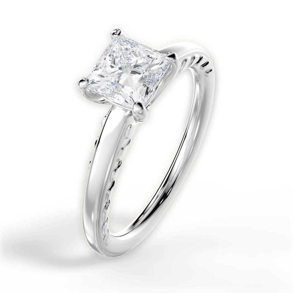 14kt White Gold/18kt White Gold/Platinum/princess/side