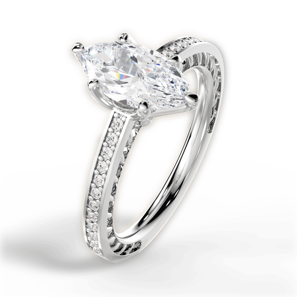 14kt White Gold/18kt White Gold/Platinum/marquise/side