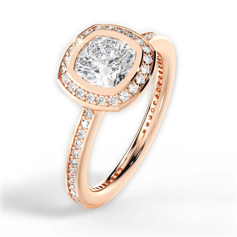 14kt Rose Gold/18kt Rose Gold/cushion/side