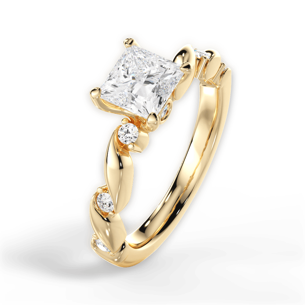 14kt Yellow Gold/18kt Yellow Gold/princess/side