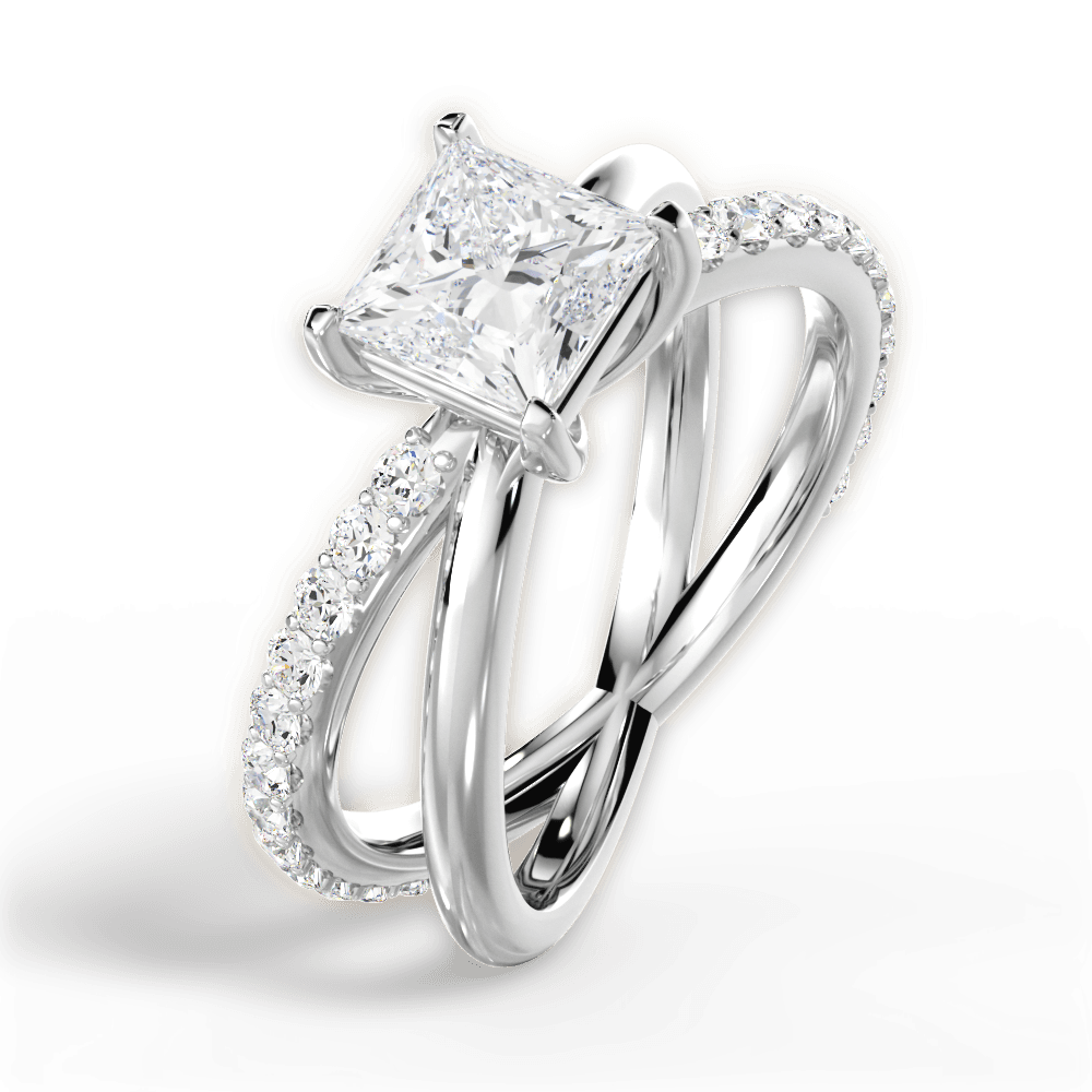 14kt White Gold/18kt White Gold/Platinum/princess/side