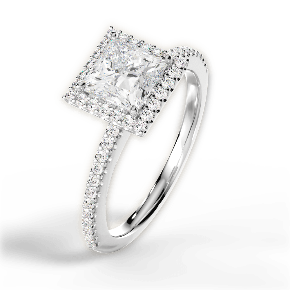 14kt White Gold/18kt White Gold/Platinum/princess/side