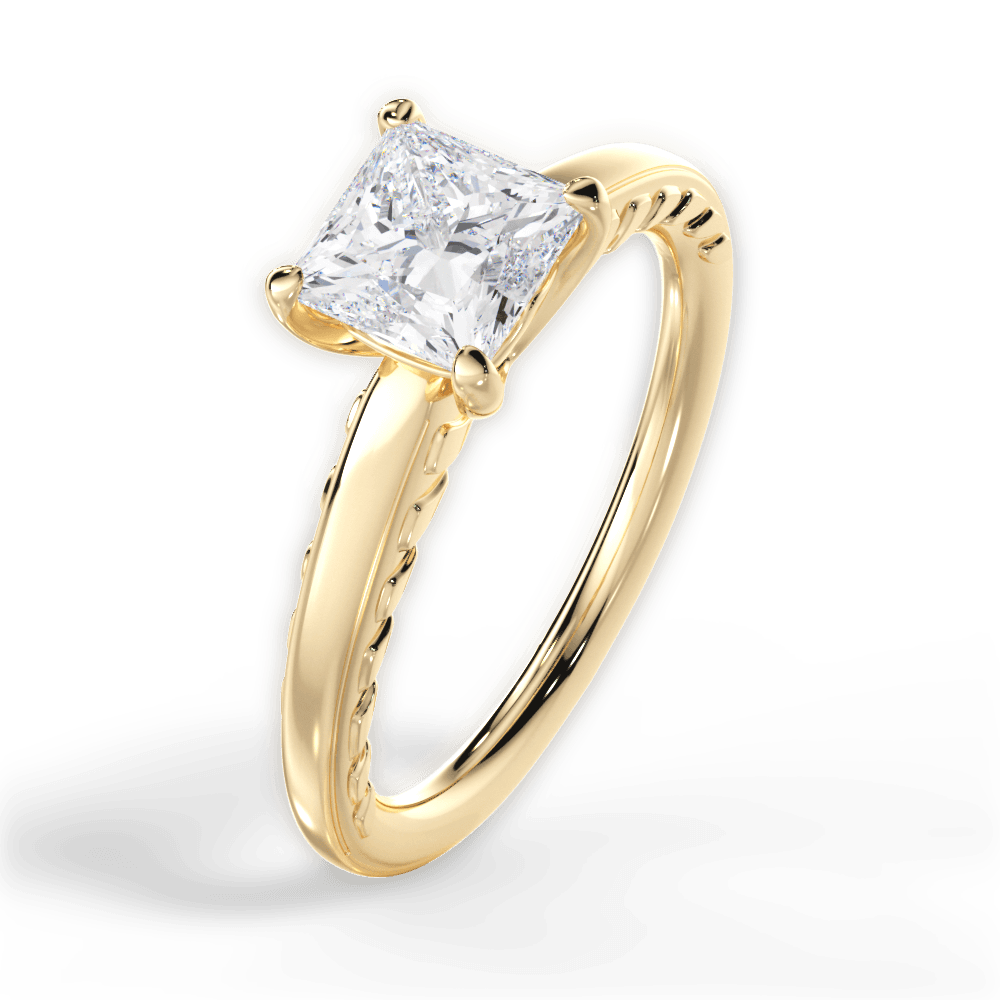 14kt Yellow Gold/18kt Yellow Gold/princess/side