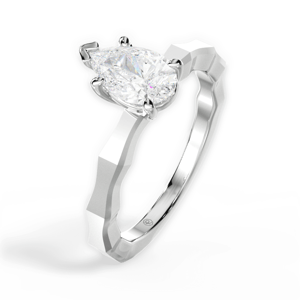 14kt White Gold/18kt White Gold/Platinum/pear/side