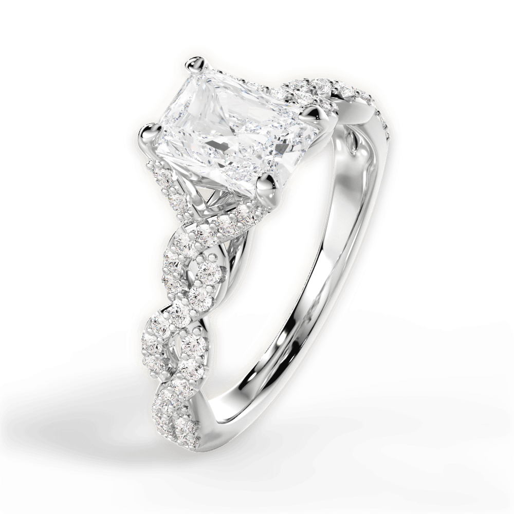 14kt White Gold/18kt White Gold/Platinum/radiant/side