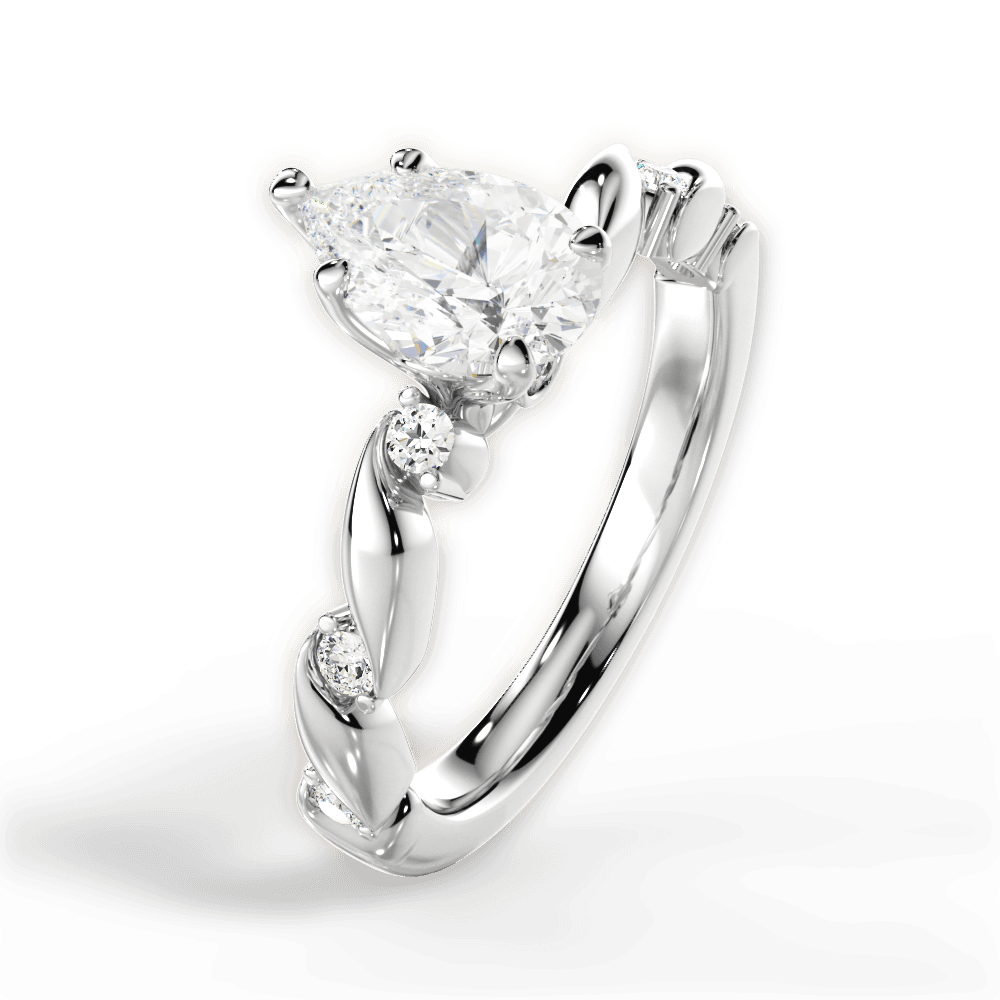 14kt White Gold/18kt White Gold/Platinum/pear/side