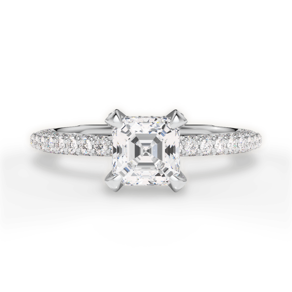 14kt White Gold/18kt White Gold/Platinum/asscher/top