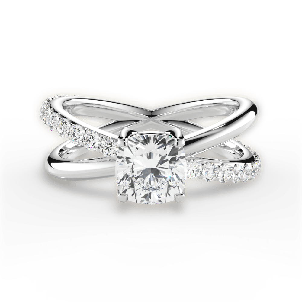 14kt White Gold/18kt White Gold/Platinum/cushion/top