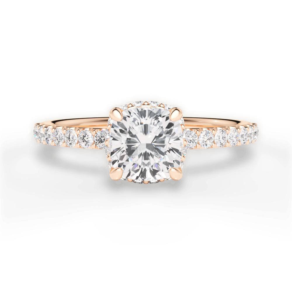14kt Rose Gold/18kt Rose Gold/cushion/top