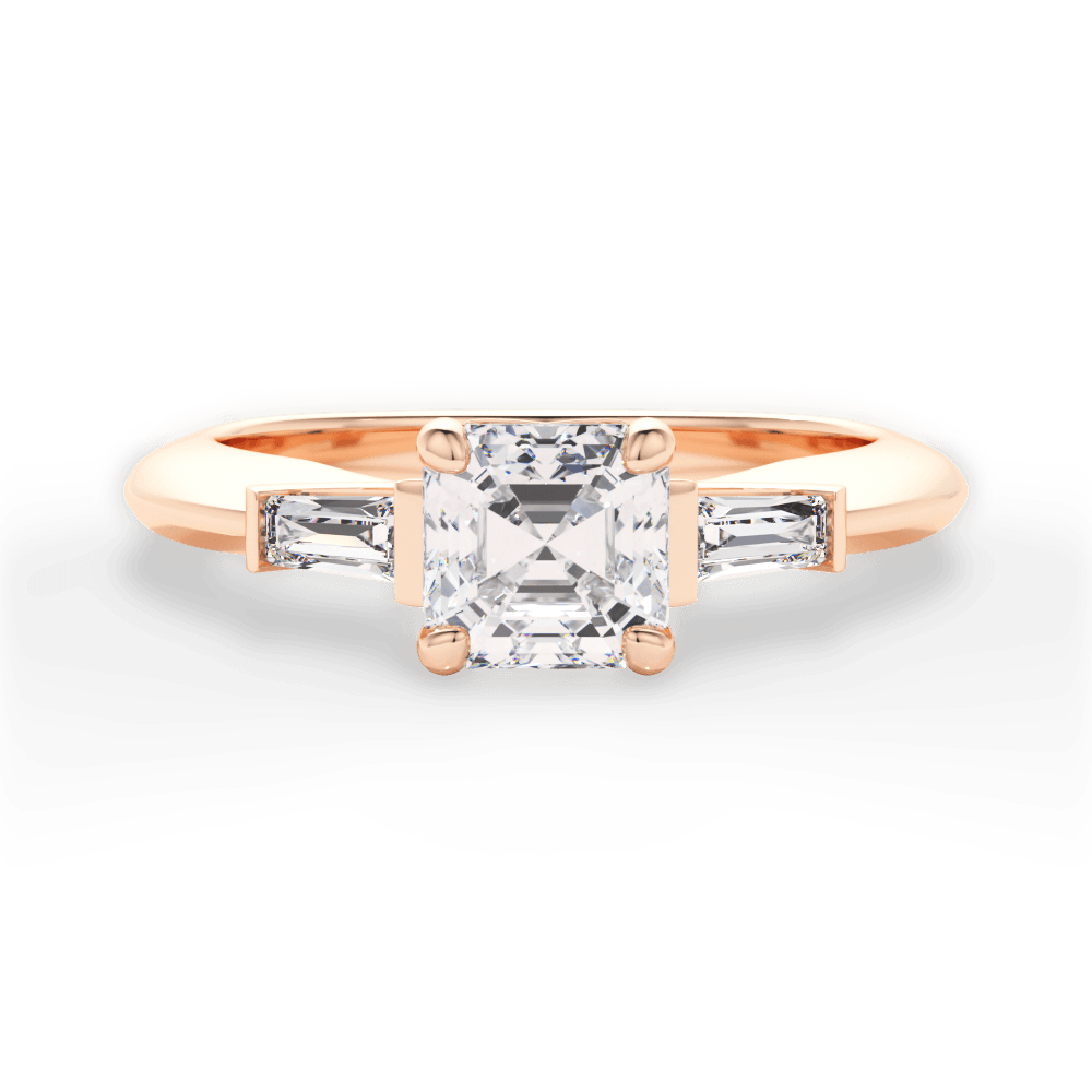 14kt Rose Gold/18kt Rose Gold/asscher/top