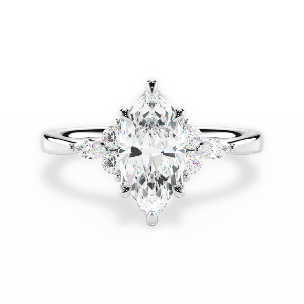 14kt White Gold/18kt White Gold/Platinum/marquise/top