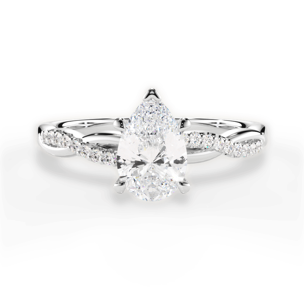 14kt White Gold/18kt White Gold/Platinum/pear/top