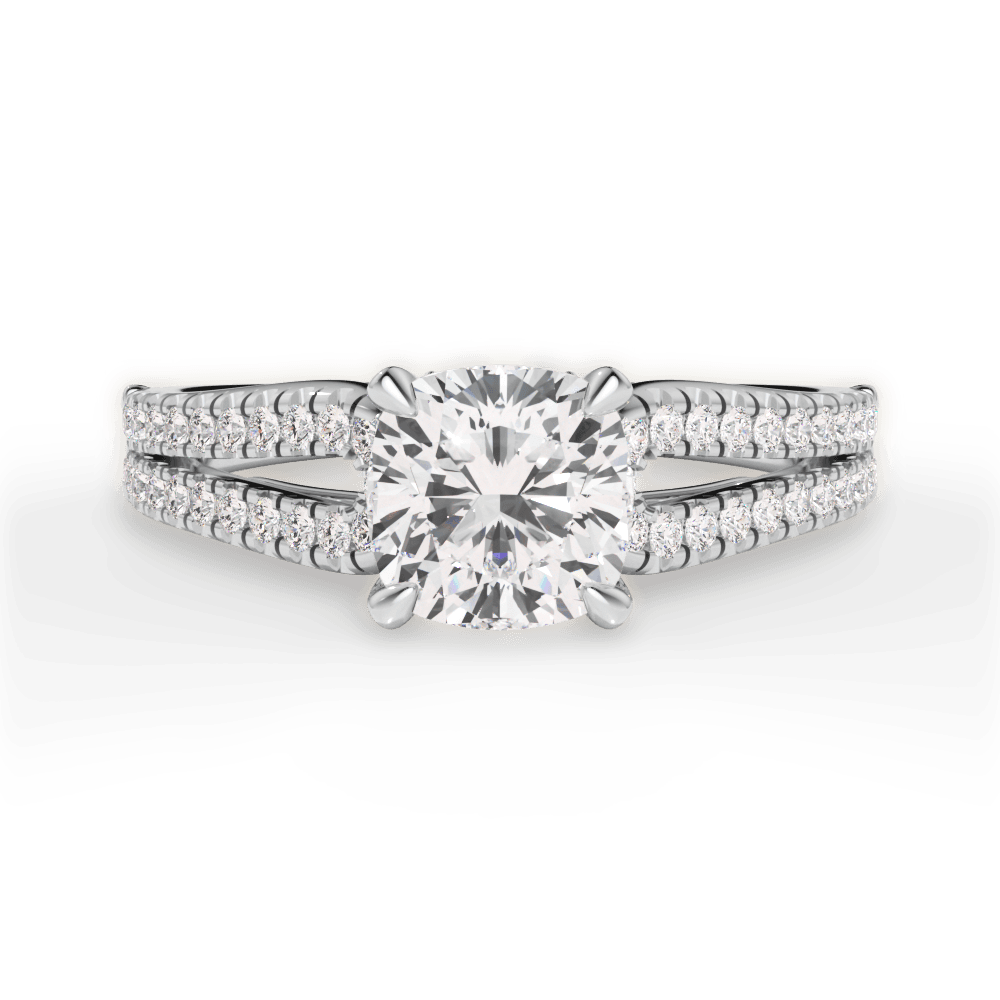 14kt White Gold/18kt White Gold/Platinum/cushion/top
