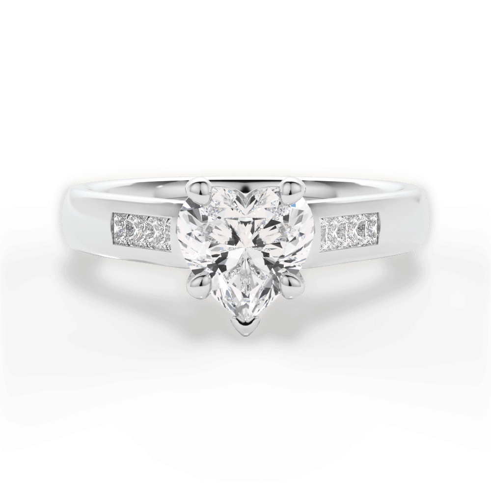 14kt White Gold/18kt White Gold/Platinum/heart/top