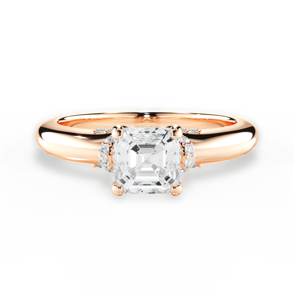 14kt Rose Gold/18kt Rose Gold/asscher/top