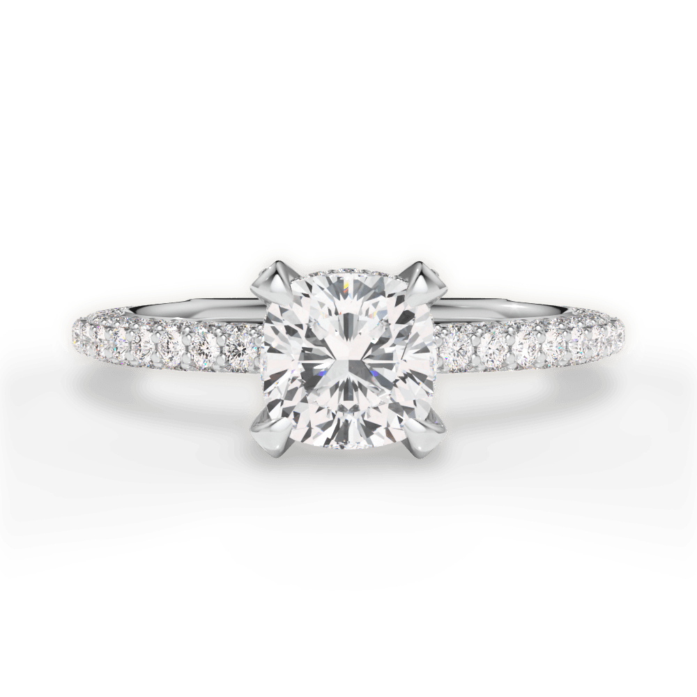 14kt White Gold/18kt White Gold/Platinum/cushion/top