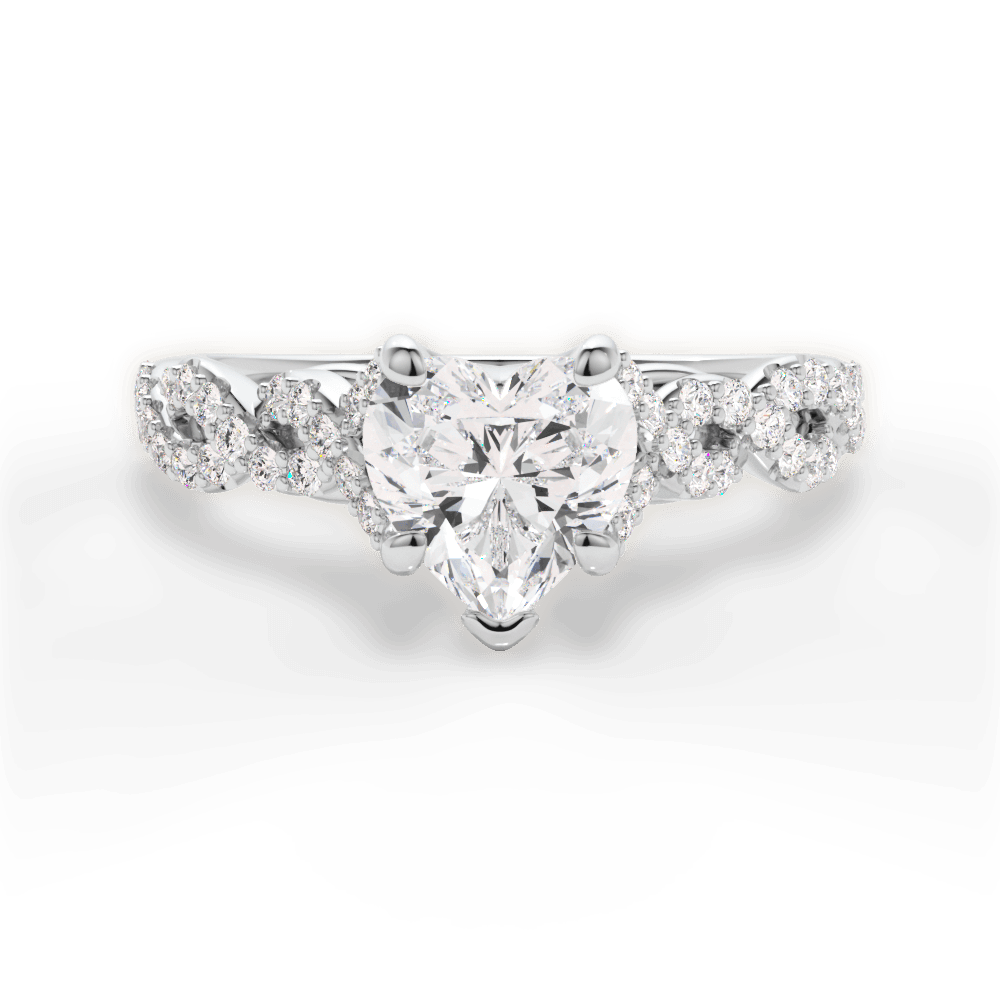 14kt White Gold/18kt White Gold/Platinum/heart/top