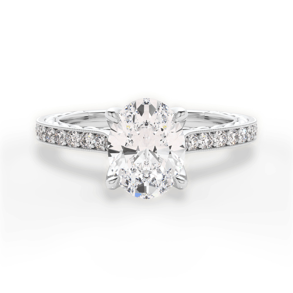 14kt White Gold/18kt White Gold/Platinum/oval/top