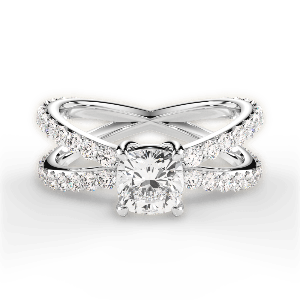 14kt White Gold/18kt White Gold/Platinum/cushion/top