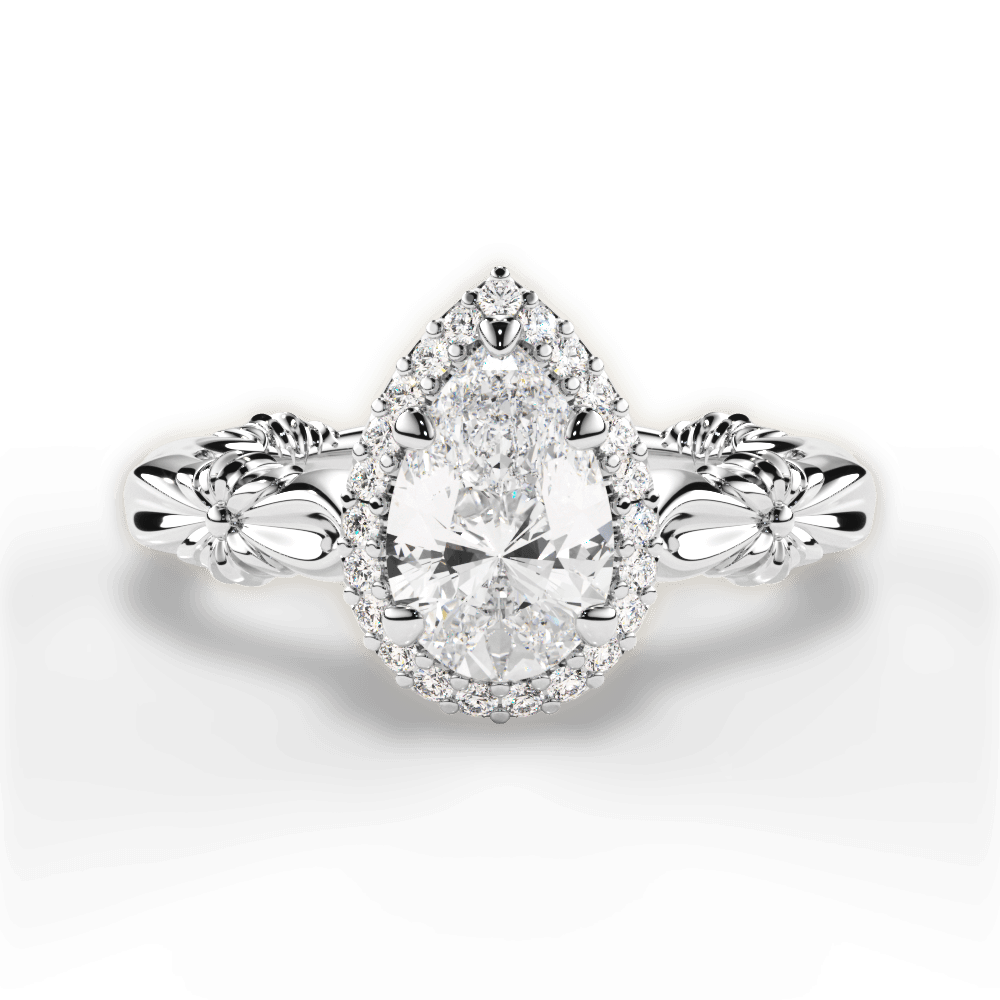 14kt White Gold/18kt White Gold/Platinum/pear/top