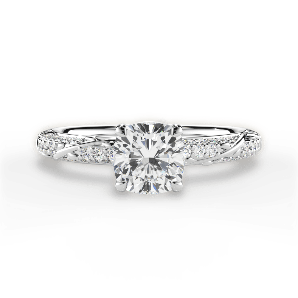 14kt White Gold/18kt White Gold/Platinum/cushion/top