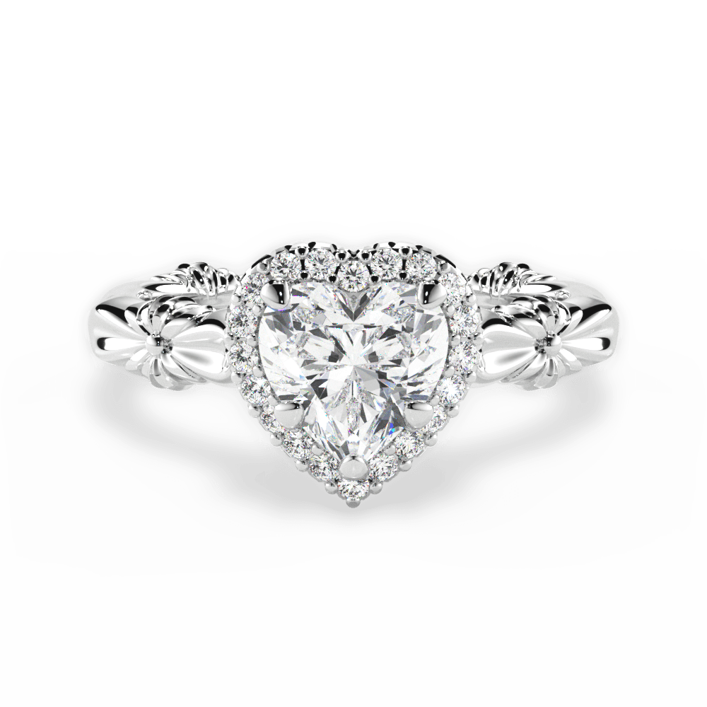 14kt White Gold/18kt White Gold/Platinum/heart/top