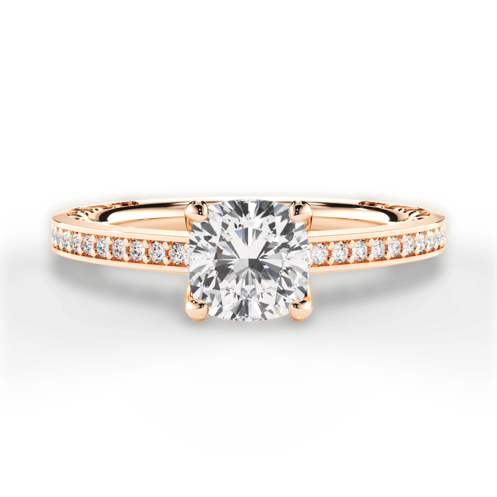14kt Rose Gold/18kt Rose Gold/cushion/top