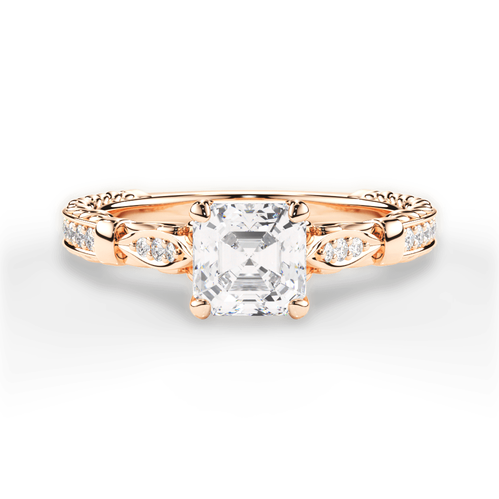 14kt Rose Gold/18kt Rose Gold/asscher/top