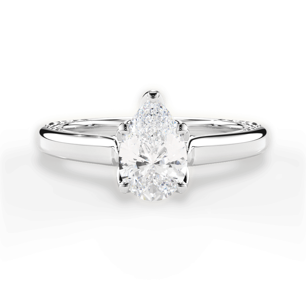 14kt White Gold/18kt White Gold/Platinum/pear/top