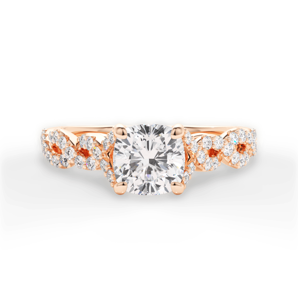 14kt Rose Gold/18kt Rose Gold/cushion/top